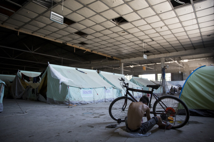 Imagen de las tiendas de campaña en el campo de refugiados de Softex, cerca de Salónica. 