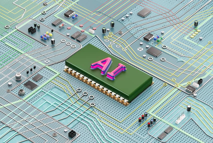 Placa de circuitos electrónicos que contiene un chip de inteligencia artificial